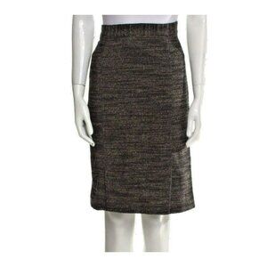 Dolce‎ & Gabbana Brown Black Zip Skirt US8 IT44 Alpaca Wool Silk Slim Fit